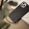 Aina Slang Hoesje met koord iPhone 12 (Pro) - Zwart - Zwart / Black